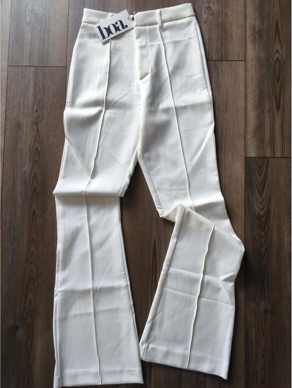 British BOA Because of Alice Retro Classic White Wide Leg Suit Trousers Small